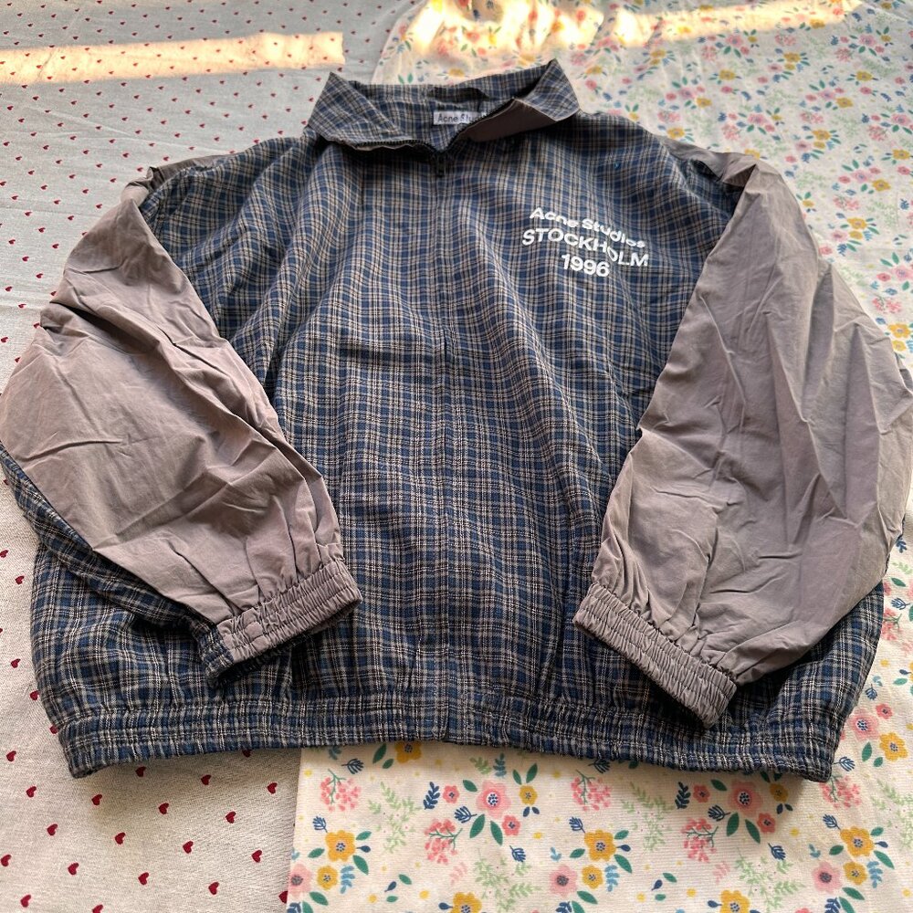 Acne Studios Checked Patchwork Half-Zip Jacket